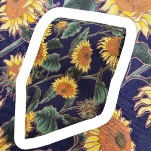 Tango by Max Raab Novelty Tie Cotton Mens Floral Sunflower Navy Blue USA 56"